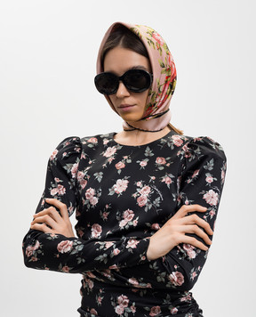 Dolce&Gabbana Pink silk scarf with floral print FN092RGDDPM