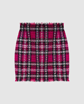 Balmain Pink tweed mini skirt with wool GF1LBB37CG42