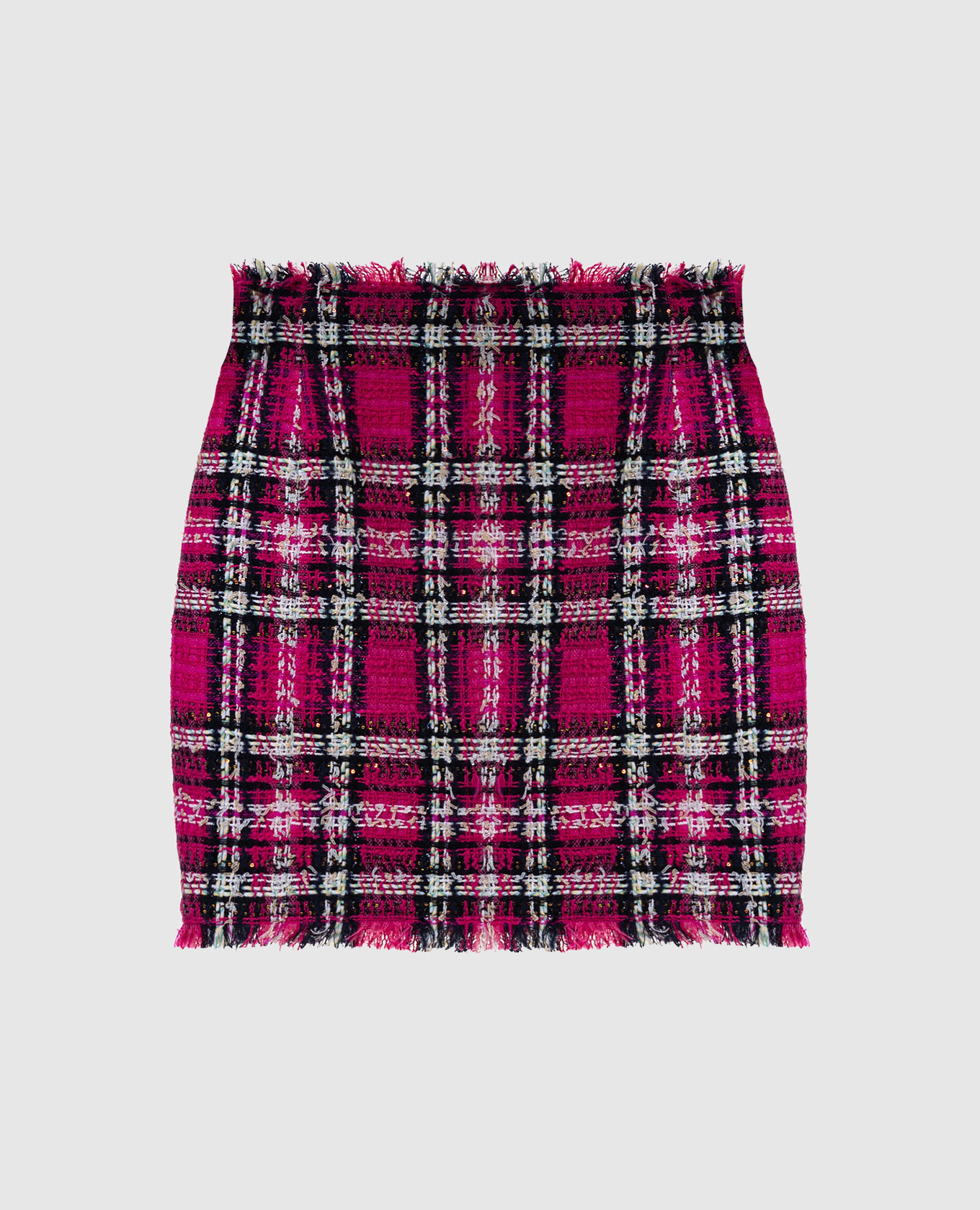 

Pink tweed mini skirt with wool Balmain