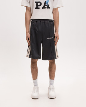Palm Angels Grey shorts with logo embroidery PMCL009S26FAB001