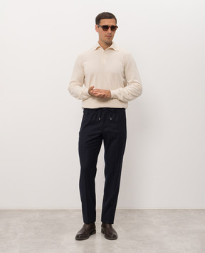 Bertolo Cashmere Blue wool and cashmere pants 000350001391
