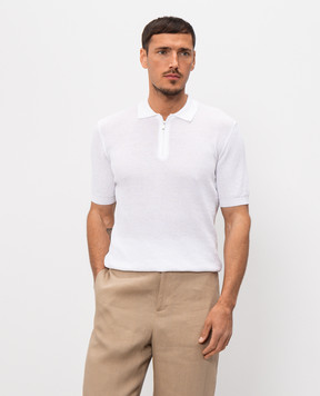 Pini Parma White polo shirt with zipper POLRIBZIPBCO