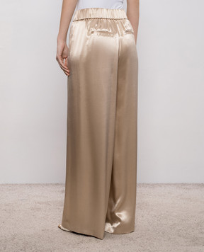 Peserico Beige straight-leg trousers with shiny texture E0405201514