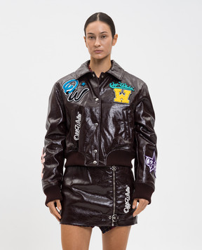 Off-White Burgundy glossy jacket with logo 2EK00MF25FAB001