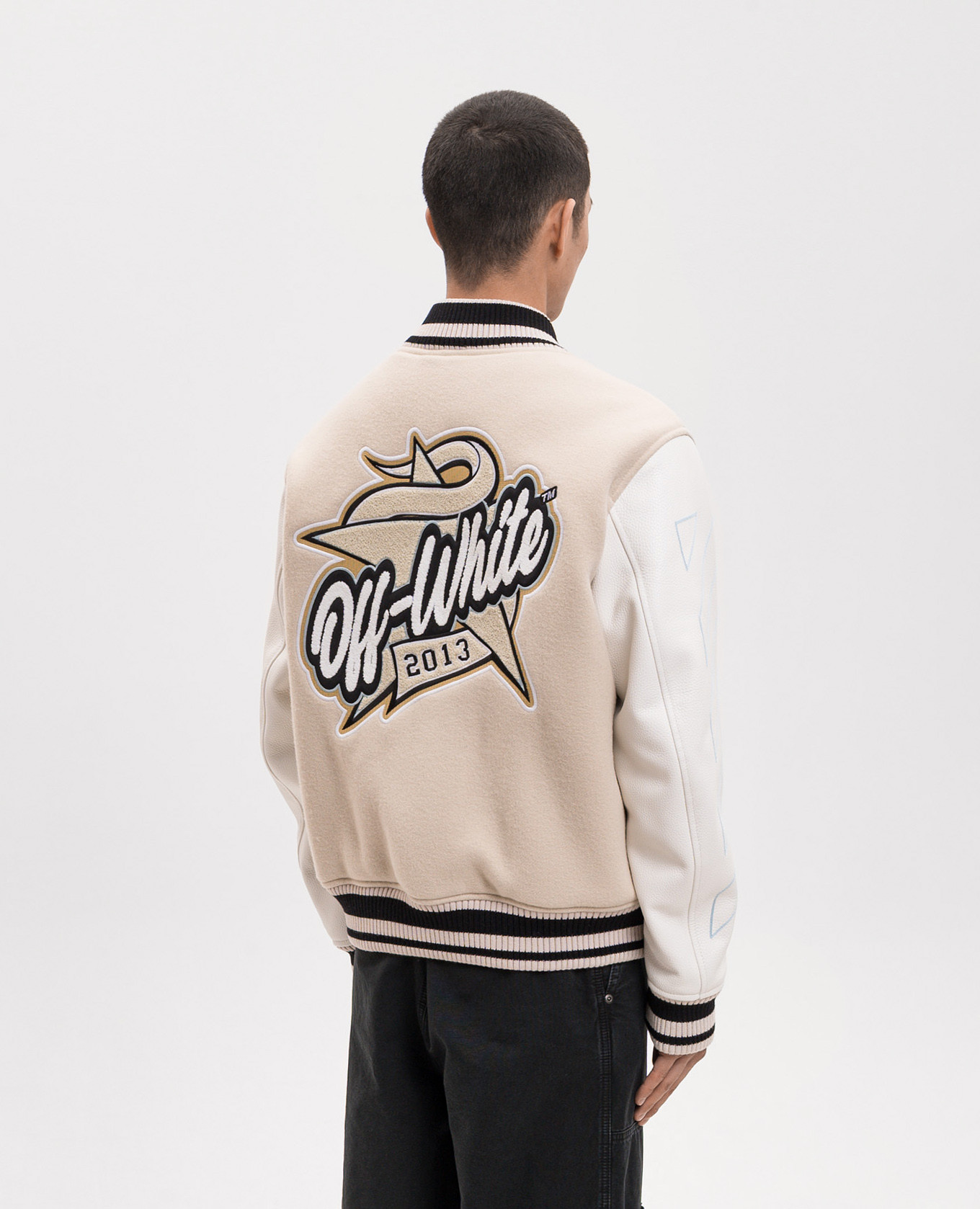 Beige combination bomber jacket with stripes Off-White 4