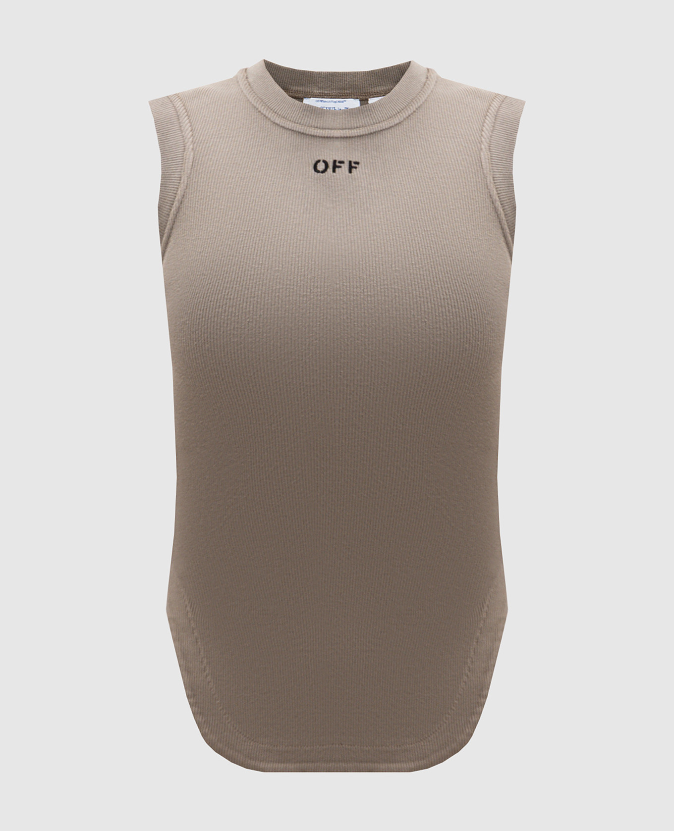 

Brown ribbed T-shirt with logo embroidery Off-White