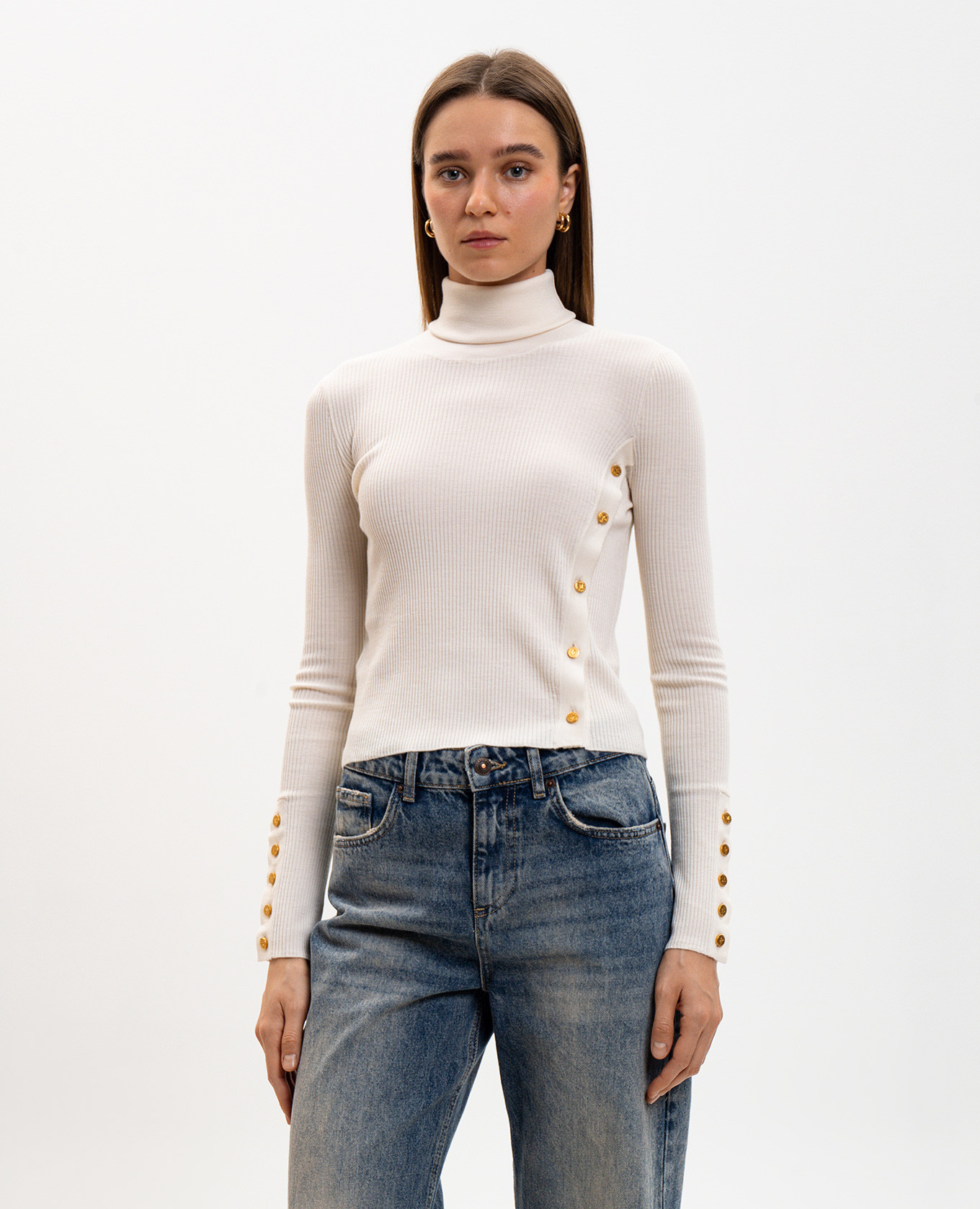 White ribbed wool and silk golf Palm Angels 3