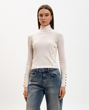 Palm Angels White ribbed wool and silk golf PWHF027F23KNI001