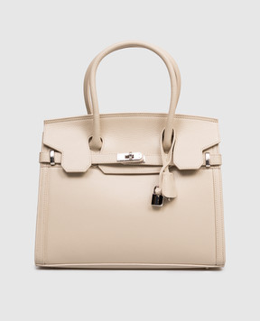 Gianni Notaro Beige leather satchel bag with pendant 253DOLLARONIKEL