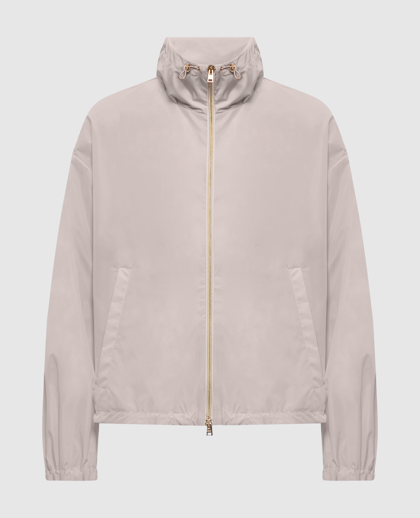Beige windbreaker with logo patch