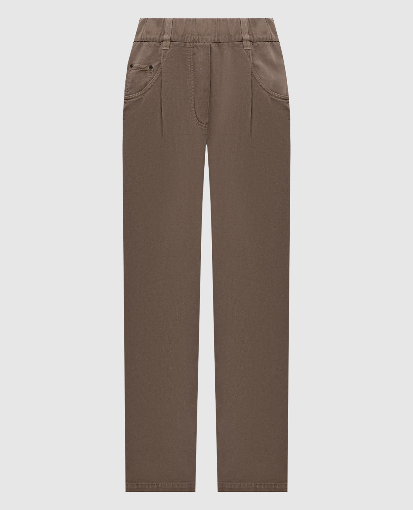 Brown jeans with linen