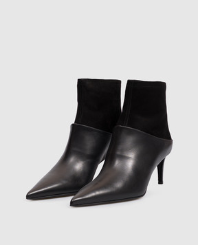 Premiata Black leather ankle boots with layering effect M7487