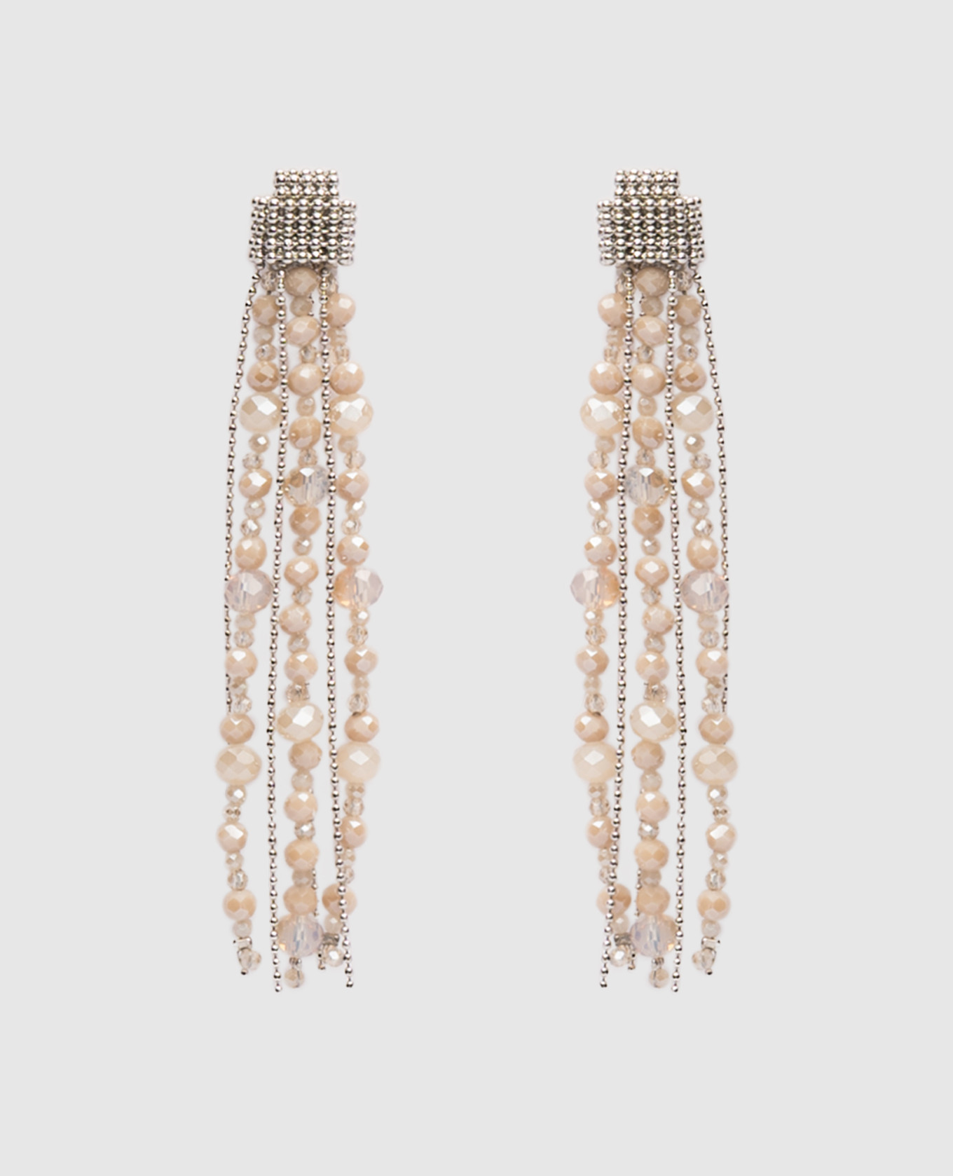 

Beige earrings with chains and beads Peserico