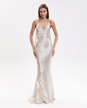 Tom Ford Beige silk maxi dress with open back AB3743FAX1898