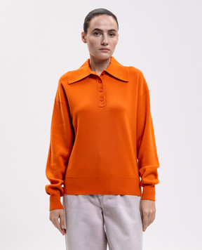 Alemais Claudia orange wool sweater with polo collar 7549K