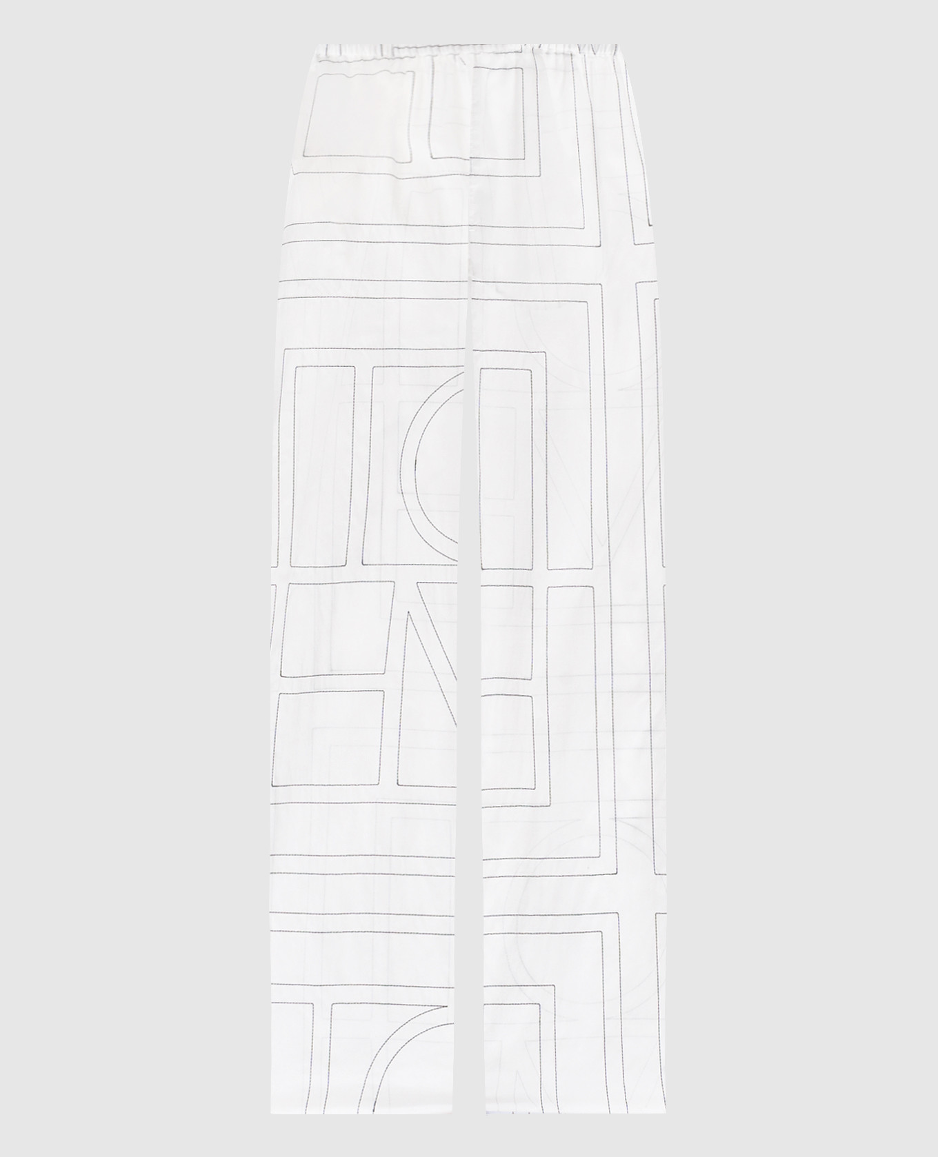 Witte broek met contrasterend monogramborduurwerk