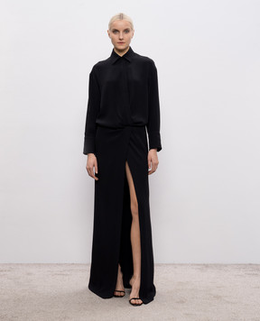 Dondup Black maxi shirt dress with slit DA517IF0048DXXX