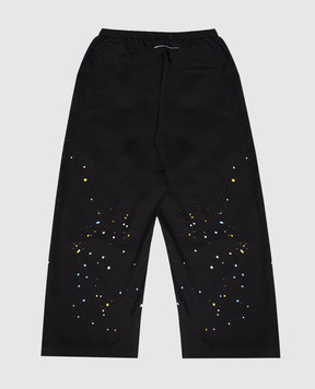 Maison Margiela MM6 Children's black pants with a paint splatter print M60953MM07B