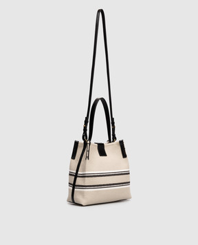 Balmain Beige Release Bucket Bag with Logo GN1CA032TJBR