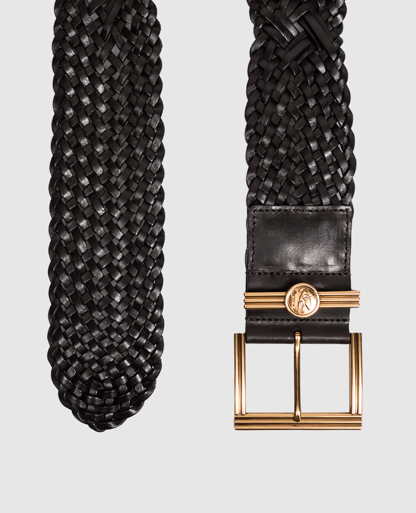 Brown leather braided belt Etro 3