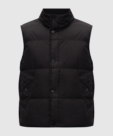 Black down vest with logo patch