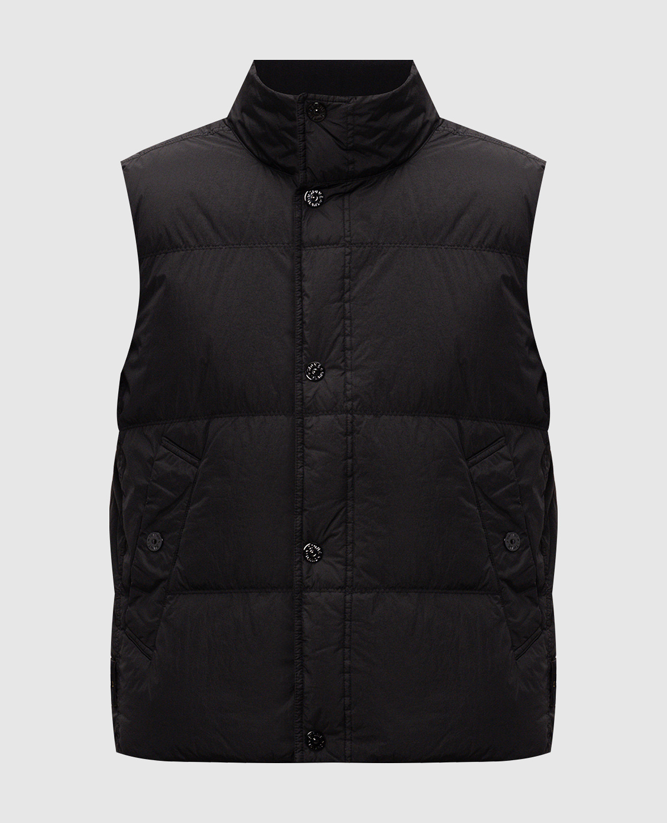 Black down vest with logo patch Stone Island