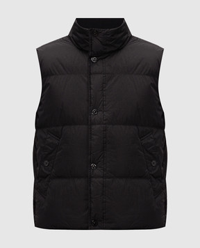 Stone Island Black down vest with logo patch L2S15G100010S0A23