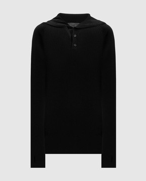 Y`S Yamamoto Black ribbed sweater with silk YVK06682