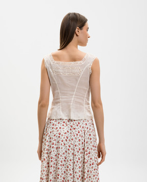 Ermanno Scervino Beige top with lace D482L300APJBN