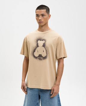 Palm Angels Beige Spray Bear T-shirt PMAA109S26JER001