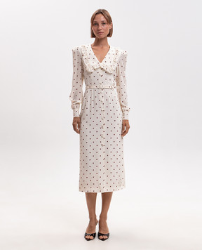 Alessandra Rich Ivory polka dot silk dress FABX4389F4831