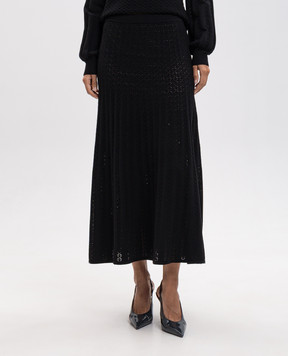 Twinset Black midi skirt with openwork pattern 262TP3122