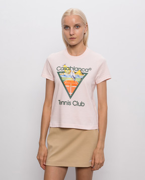 Casablanca Pink Tennis Club T-shirt with logo print WPF26JTS02002