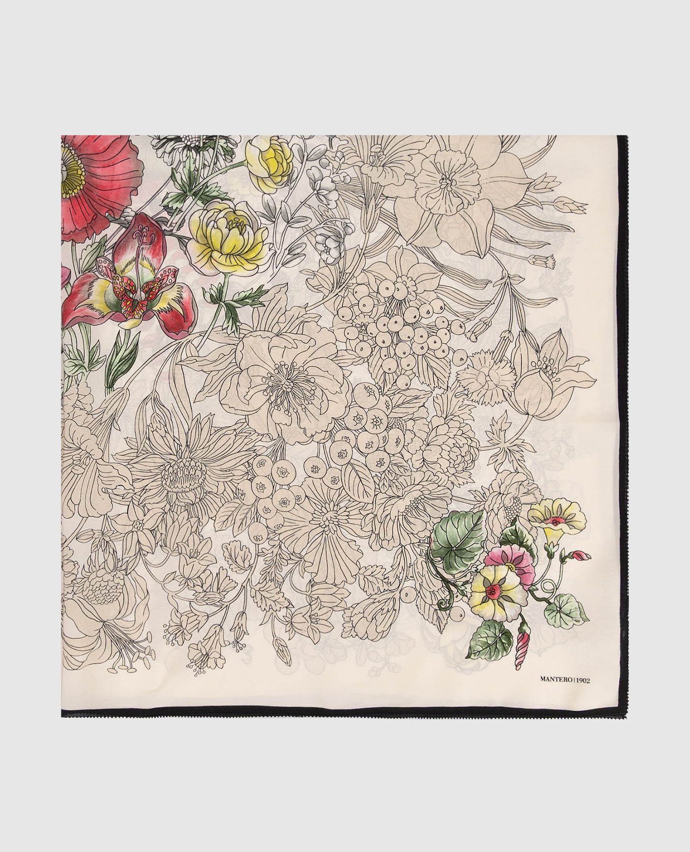 

Alba Flora ivory silk scarf MANTERO 1902, Beige