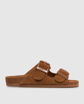 Colors of California Brown suede flip-flops SLOFI HCBIO56N