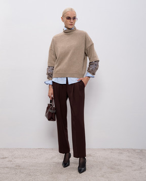 Brunello Cucinelli Beige cashmere sweater with sequins M12730003