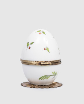 Fanex France White musical porcelain egg Rooster OPCOBLANC