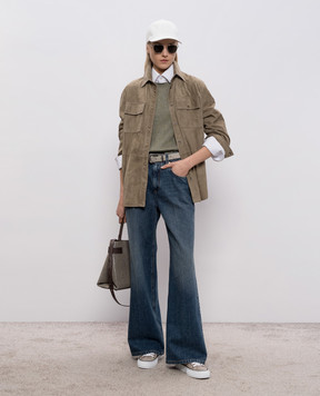 Brunello Cucinelli Khaki cashmere and silk lurex jumper M41800008