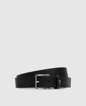 Ami Paris Black leather belt with textured emblem UBL205AL0140m