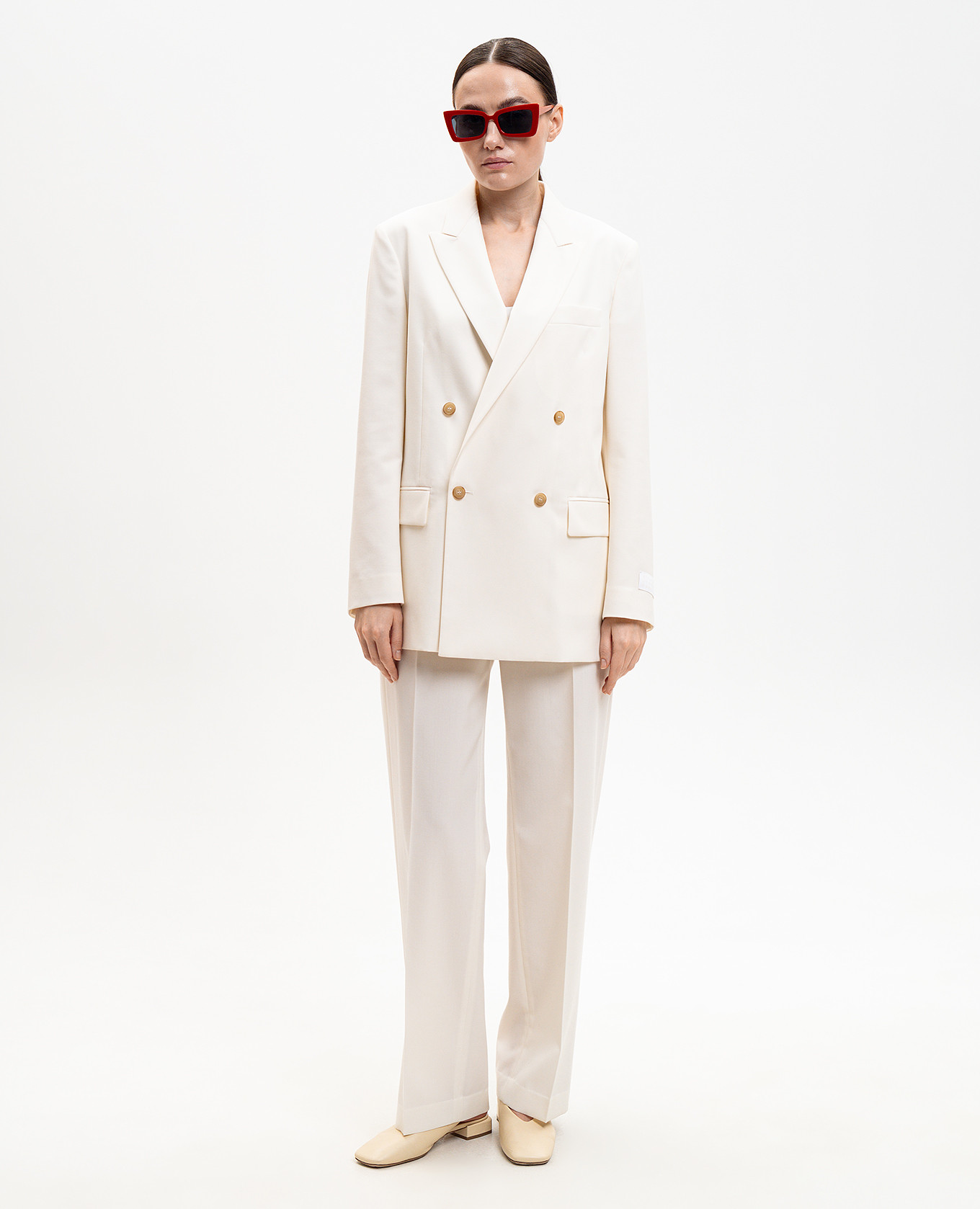 Ivory wool trousers with lapels Maison Margiela MM6 2