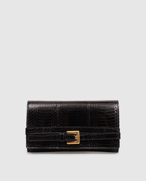 Balmain Black glossy reptile leather Shuffle clutch HN1ON259LELP