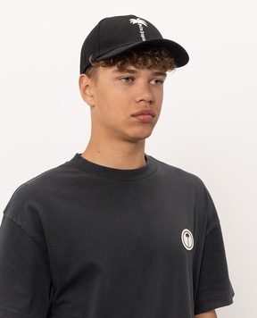 Palm Angels Black cap with logo embroidery PAWLB001FB010m