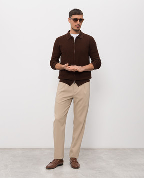 ISAIA Brown cardigan made of wool, silk and cashmere MG8441Y0537