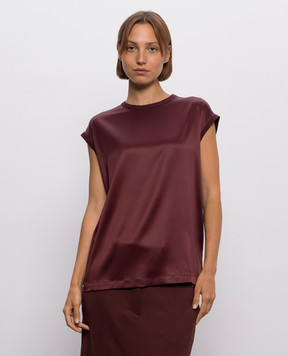 Brunello Cucinelli Burgundy silk top MPC59EH500