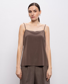 Peserico Brown silk T-shirt A08921D07325