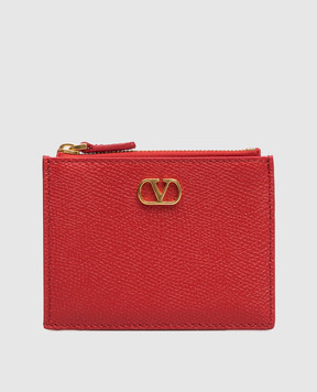Valentino Red leather cardholder VLogo Signature 8W2P0AK9SNP