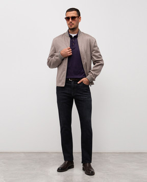Brunello Cucinelli Purple silk polo MNB805415