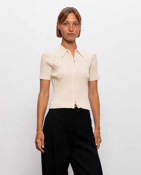 Victoria Beckham Beige ribbed top with zipper 1326KTP007305A
