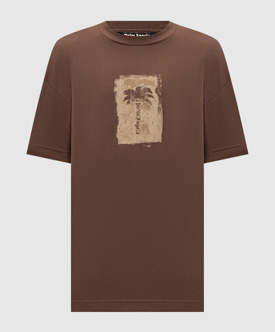 T-shirt marrone con stampa del marchio