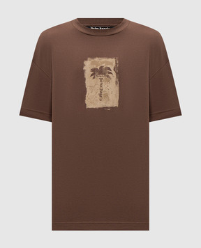 Palm Angels Brown T-shirt with branded print PAMAA001JR019